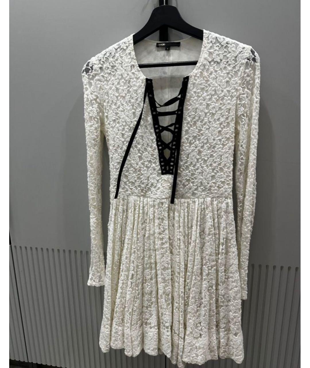 MAJE Белое кружевное коктейльное платье, фото 5