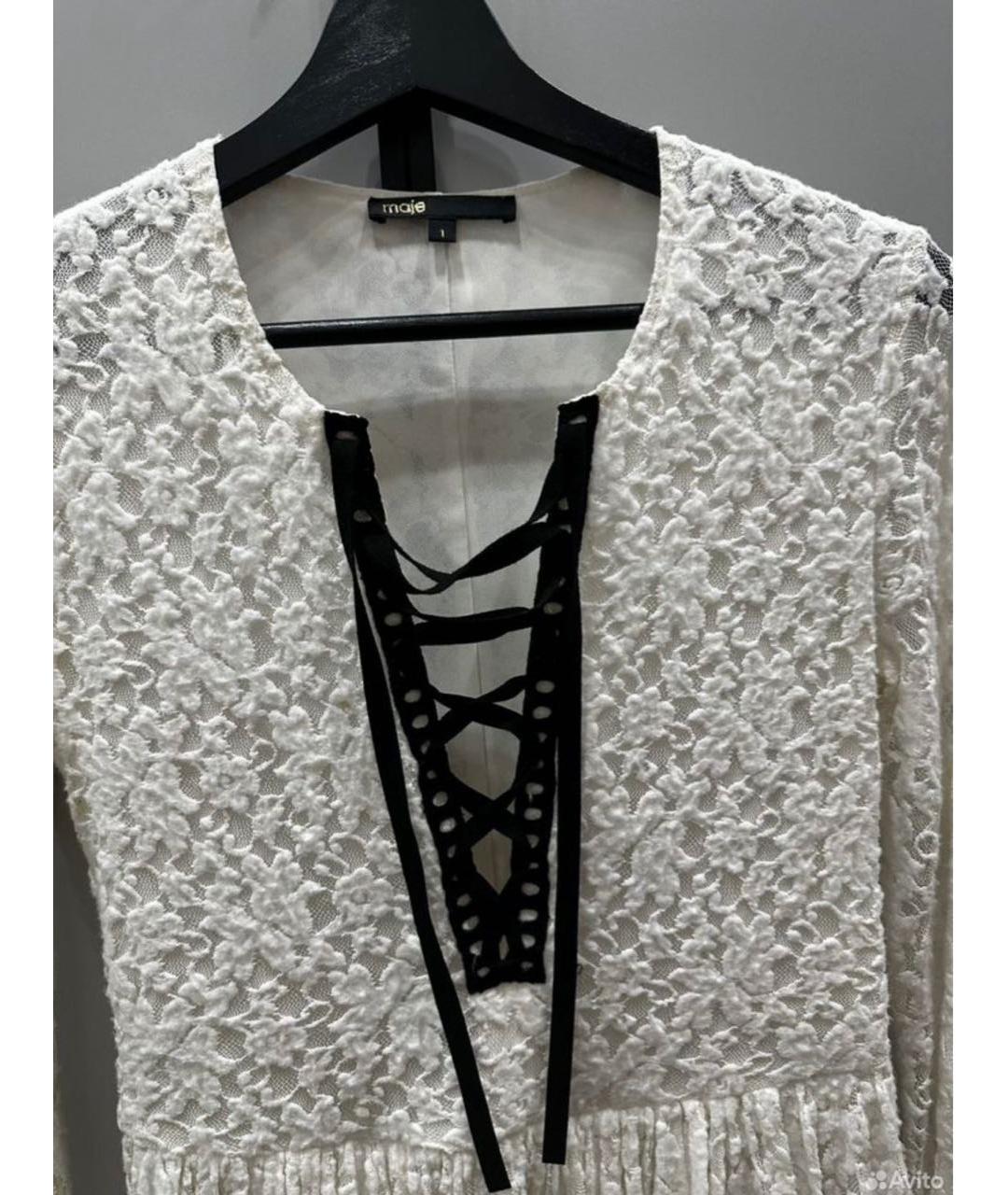 MAJE Белое кружевное коктейльное платье, фото 3