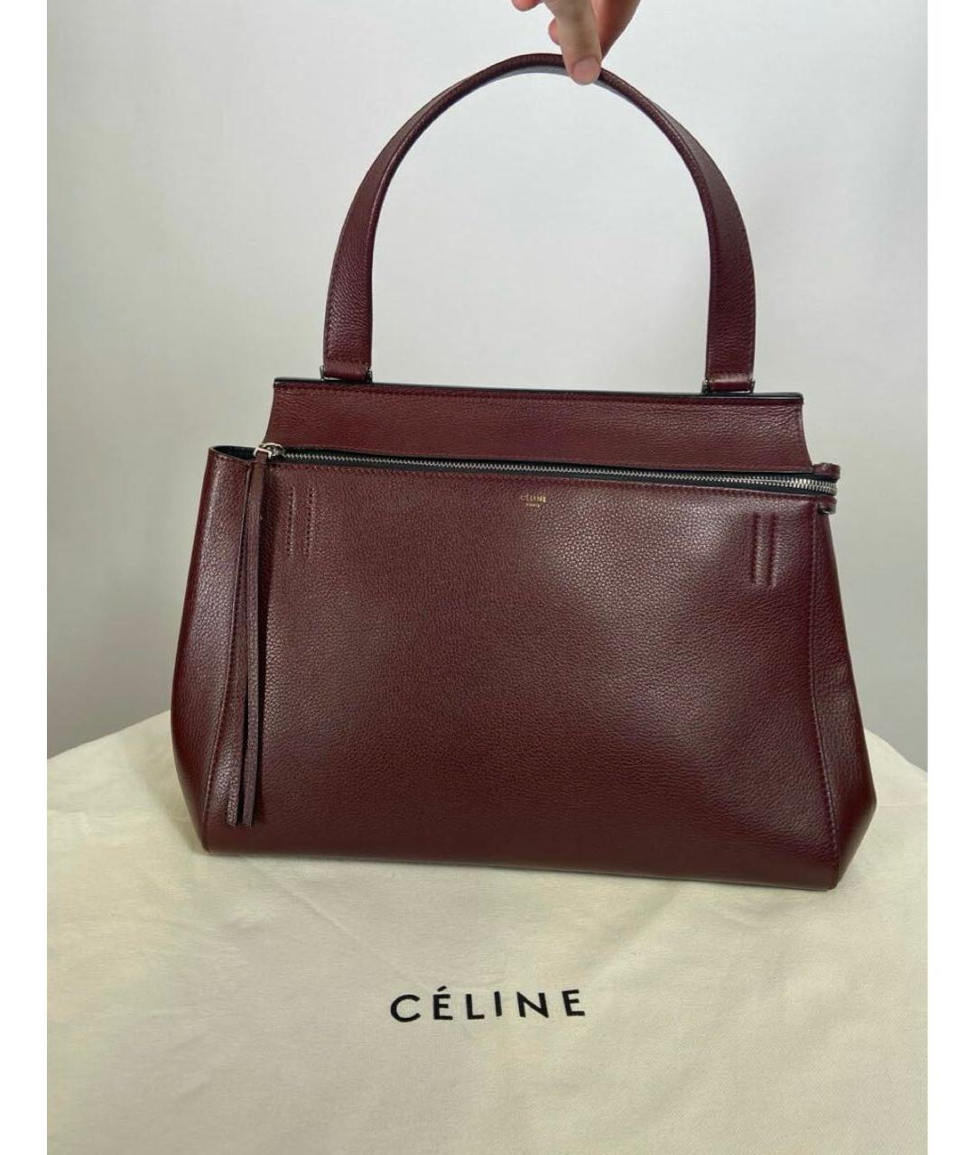 CELINE Бордовая кожаная сумка тоут, фото 8