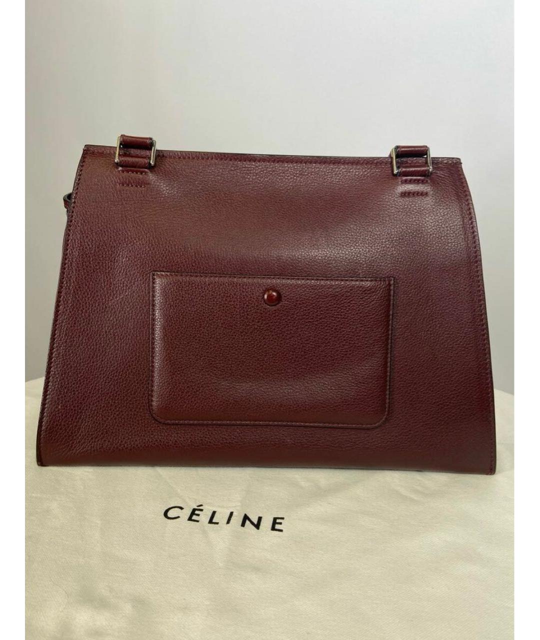 CELINE Бордовая кожаная сумка тоут, фото 3