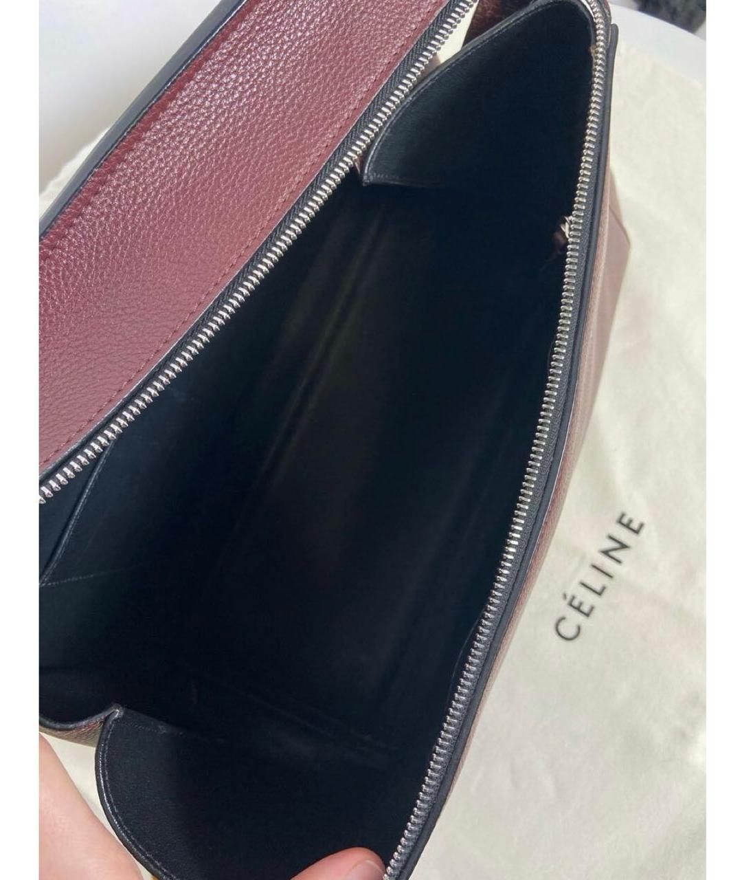 CELINE Бордовая кожаная сумка тоут, фото 4