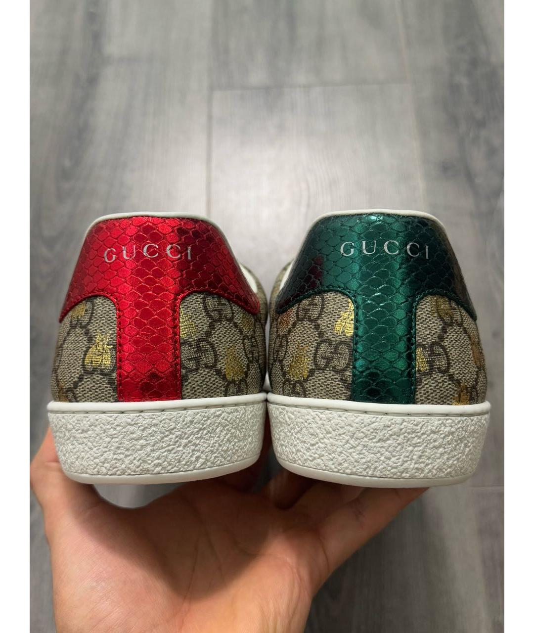 GUCCI Бежевые низкие кроссовки / кеды, фото 5