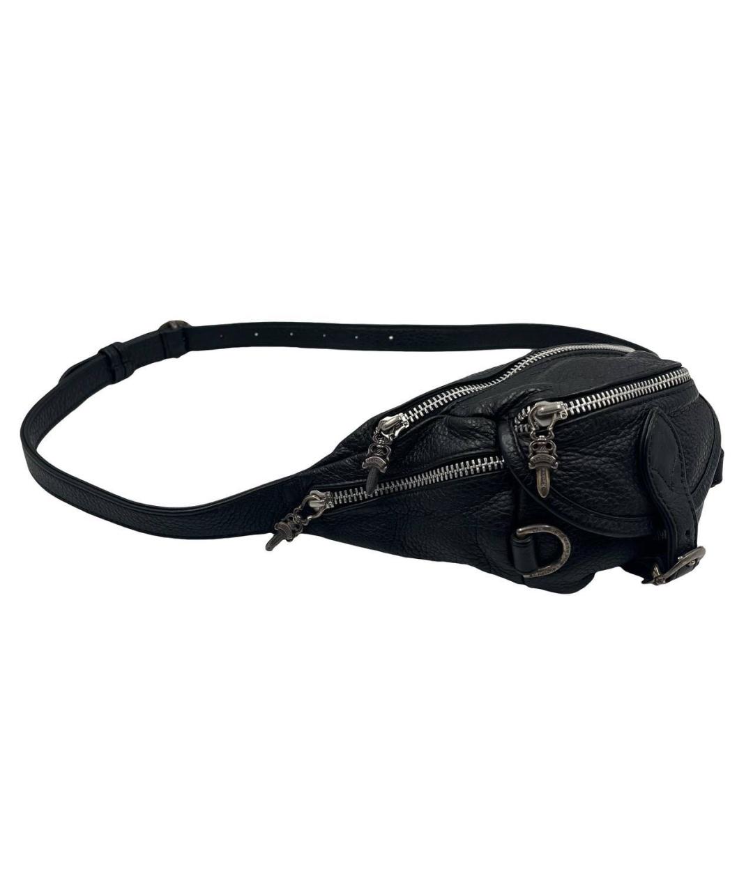 CHROME HEARTS Черная кожаная поясная сумка, фото 2