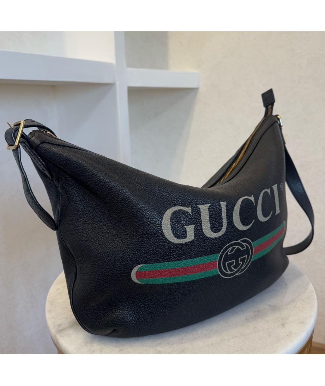 GUCCI Черная кожаная сумка через плечо, фото 3