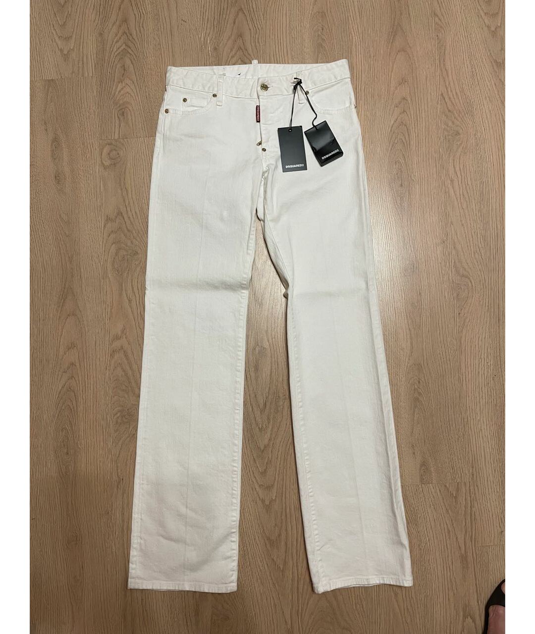 DSQUARED2 Белые хлопковые прямые джинсы, фото 5