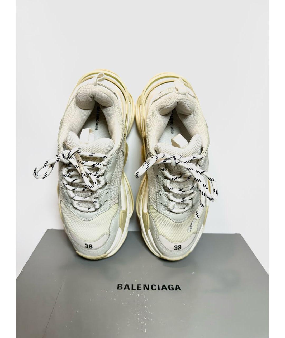 BALENCIAGA Белые кожаные кроссовки, фото 3