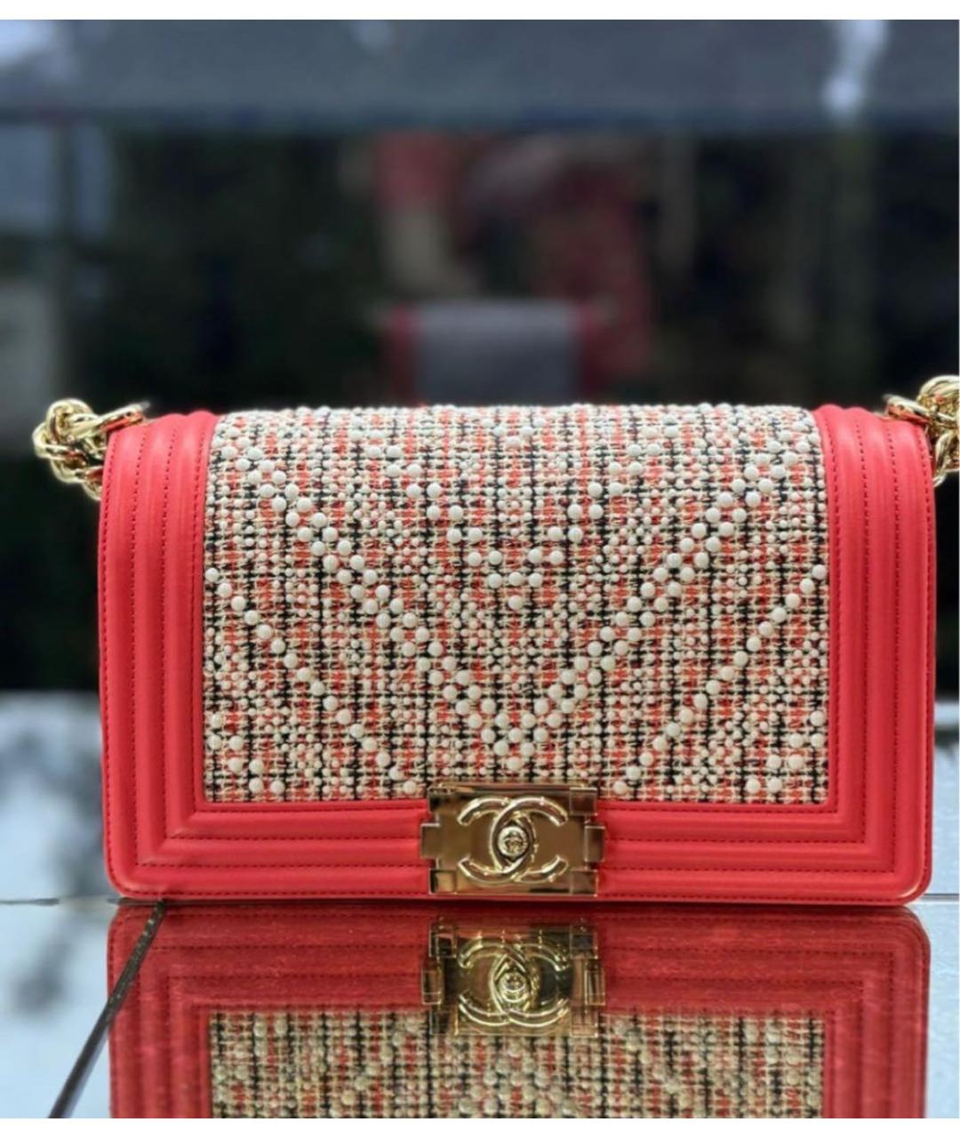 CHANEL Коралловая твидовая сумка через плечо, фото 2