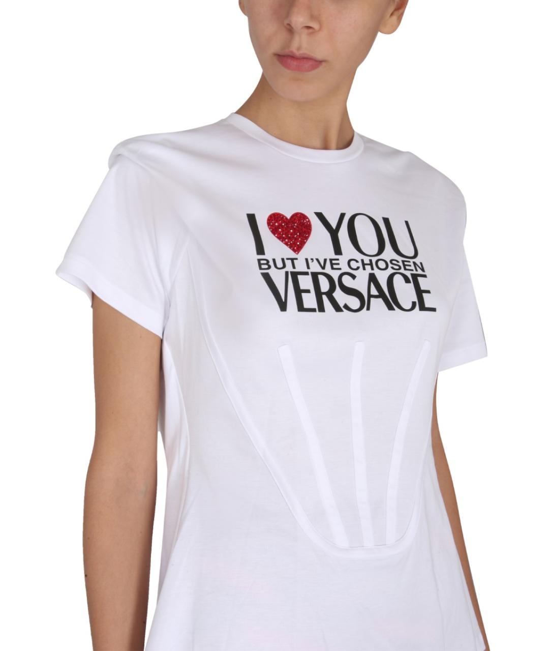 VERSACE Белая хлопковая футболка, фото 4