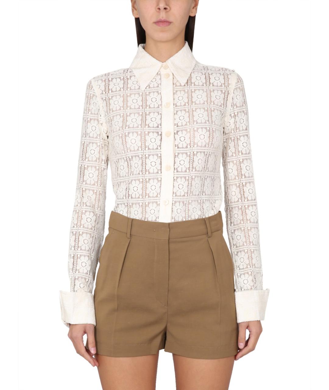MAX MARA Бежевая хлопковая рубашка, фото 5