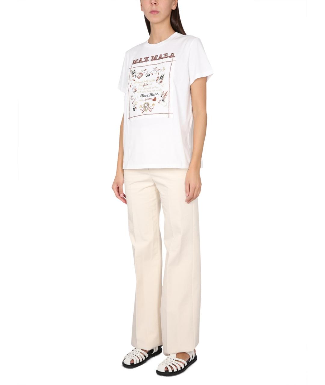 MAX MARA Белая хлопковая футболка, фото 2