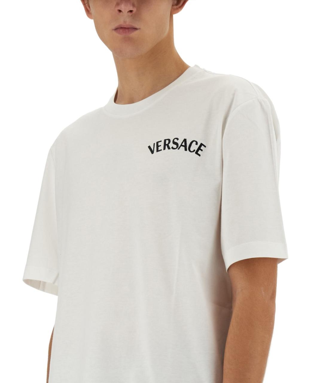 VERSACE Белая хлопковая футболка, фото 4