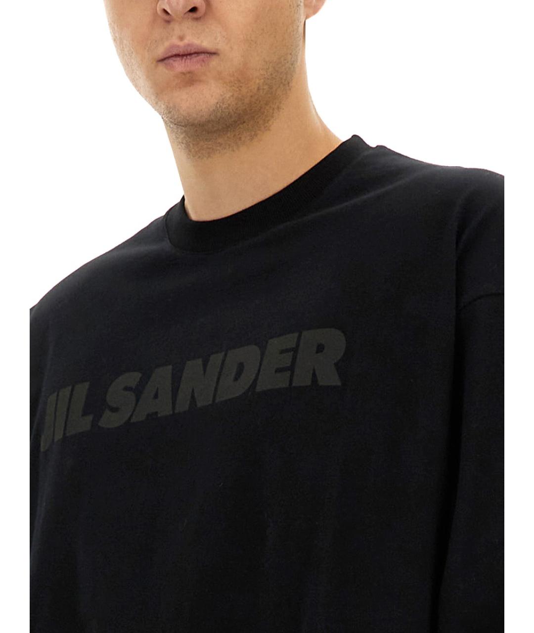 JIL SANDER Черная хлопковая футболка, фото 4