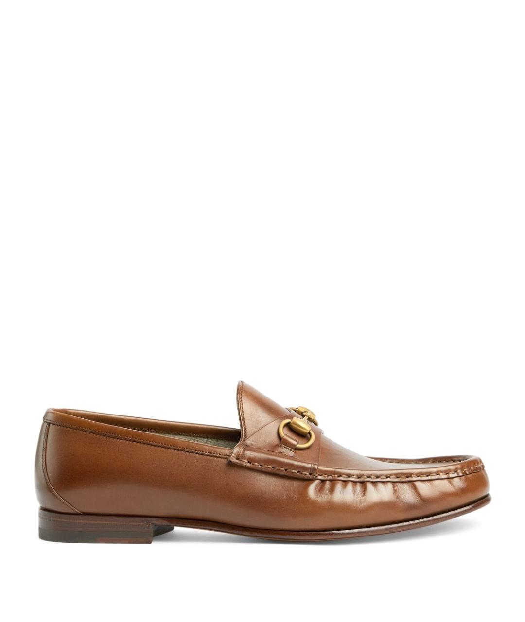 GUCCI Коричневые кожаные лоферы, фото 1