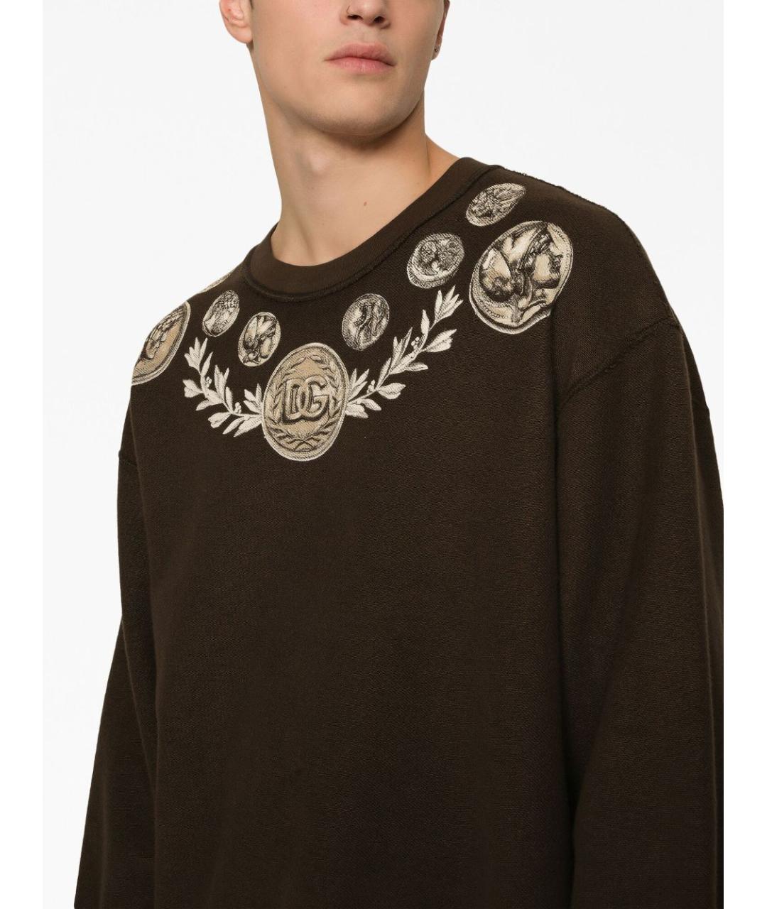 DOLCE&GABBANA Коричневый хлопковый джемпер / свитер, фото 3