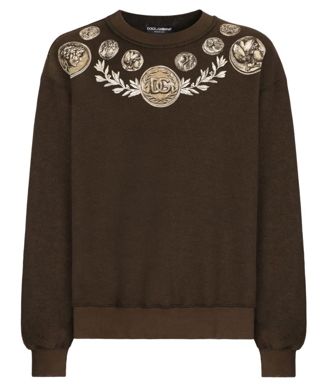 DOLCE&GABBANA Коричневый хлопковый джемпер / свитер, фото 1