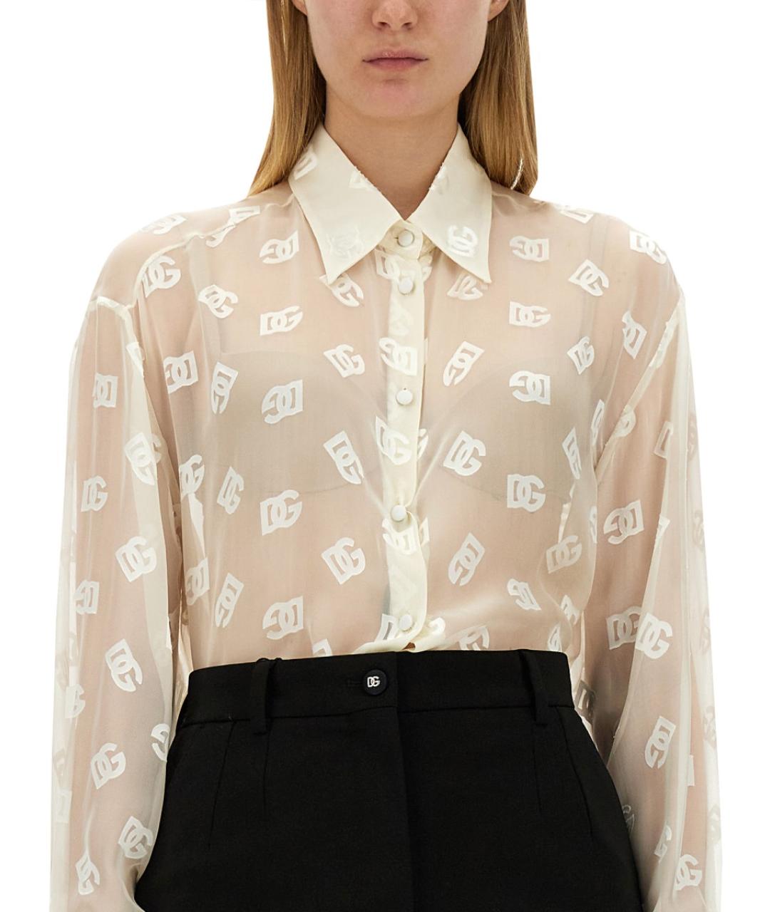 DOLCE&GABBANA Белая шелковая рубашка, фото 4