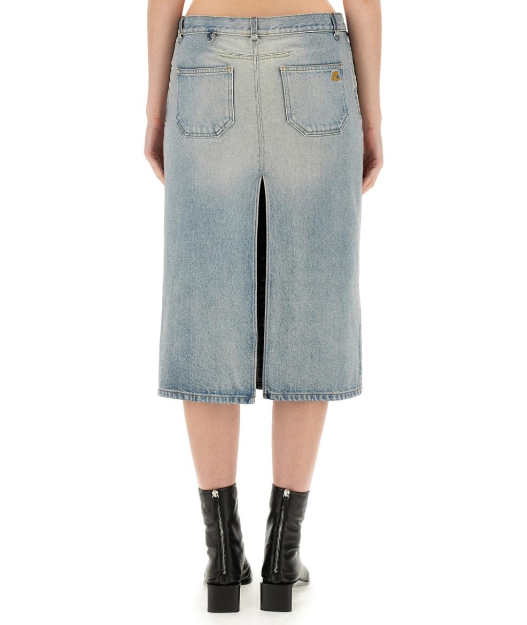 COURREGES Голубая деним юбка миди, фото 3