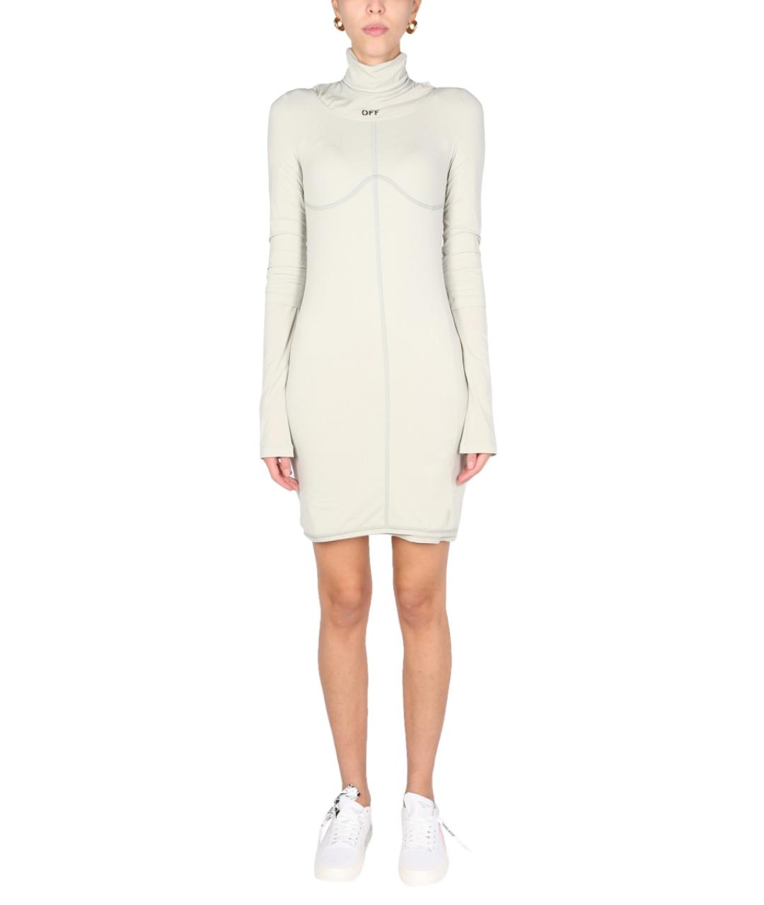 OFF-WHITE Серое полиамидовое повседневное платье, фото 2