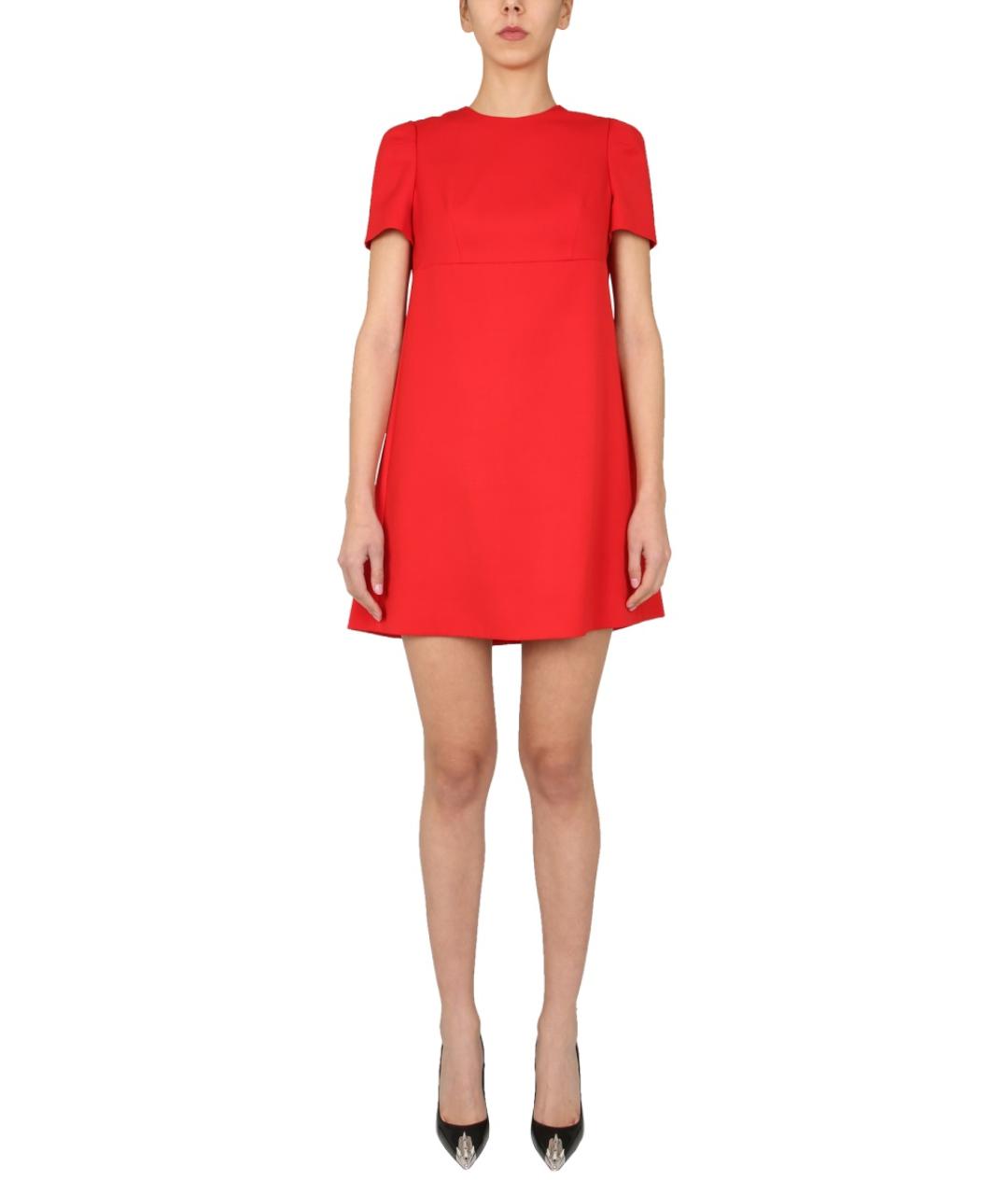 ALEXANDER MCQUEEN Красное шерстяное повседневное платье, фото 2