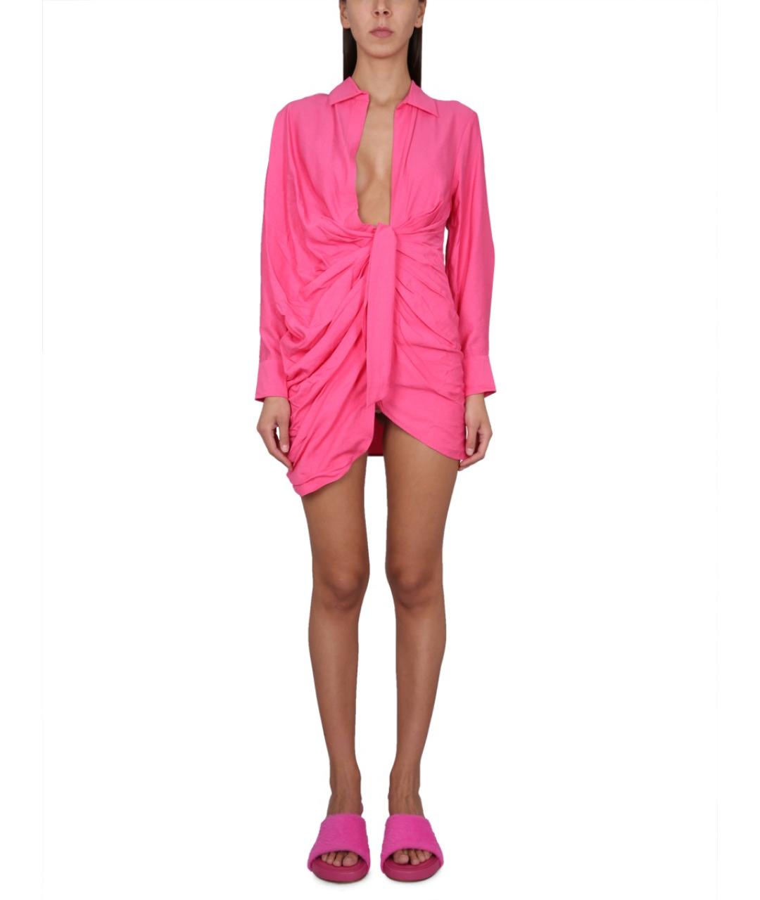 JACQUEMUS Розовое вискозное повседневное платье, фото 1