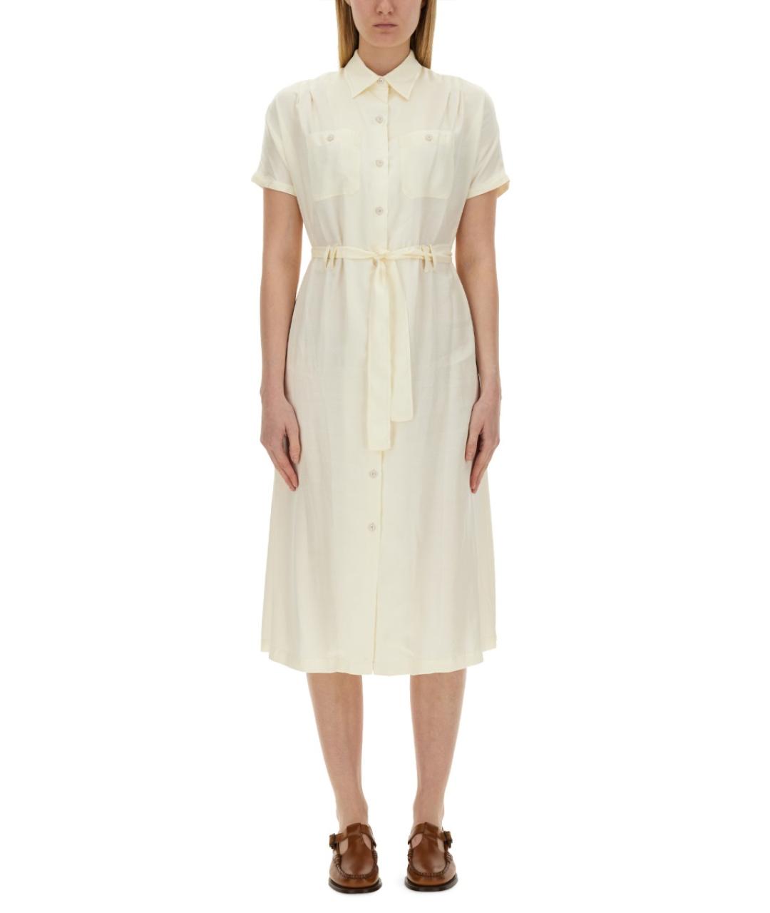 A.P.C. Белое вискозное повседневное платье, фото 5