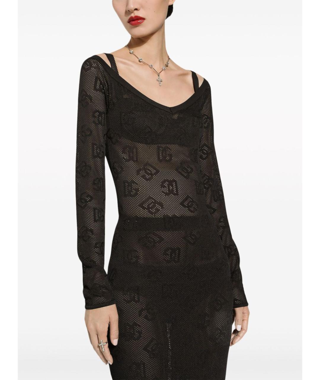 DOLCE&GABBANA Черное полиэстеровое повседневное платье, фото 2