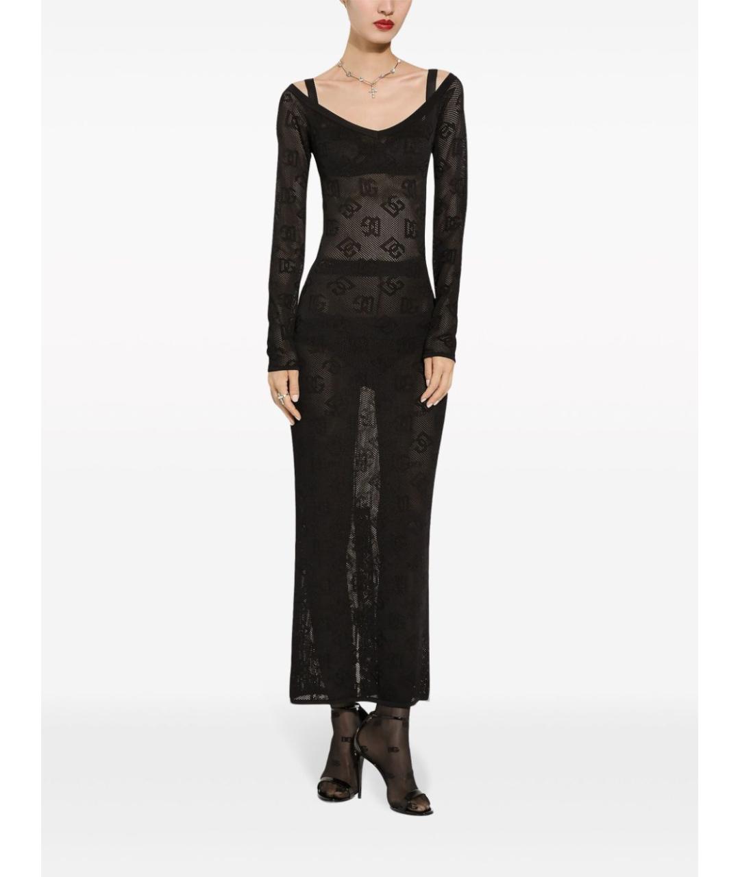 DOLCE&GABBANA Черное полиэстеровое повседневное платье, фото 4
