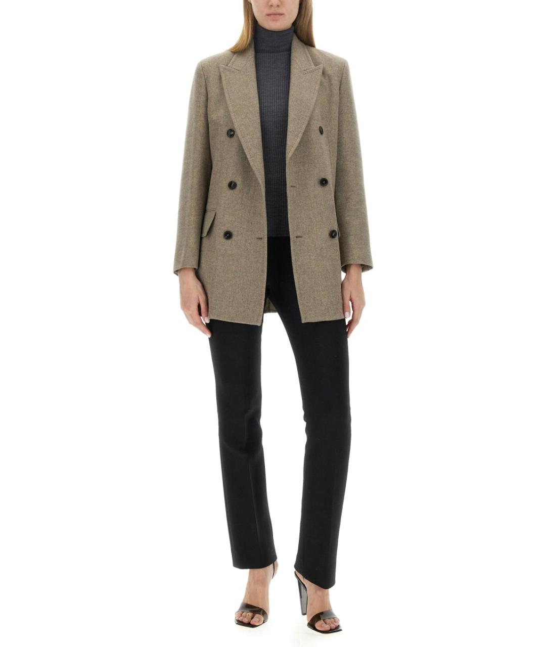 MAX MARA Бежевый шерстяной жакет/пиджак, фото 2