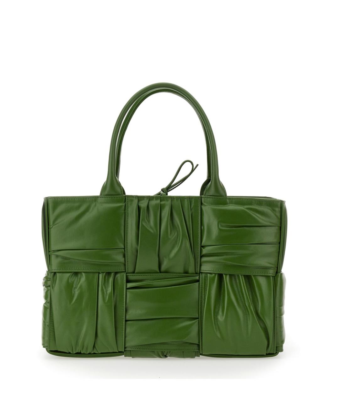 BOTTEGA VENETA Зеленая кожаная сумка тоут, фото 2