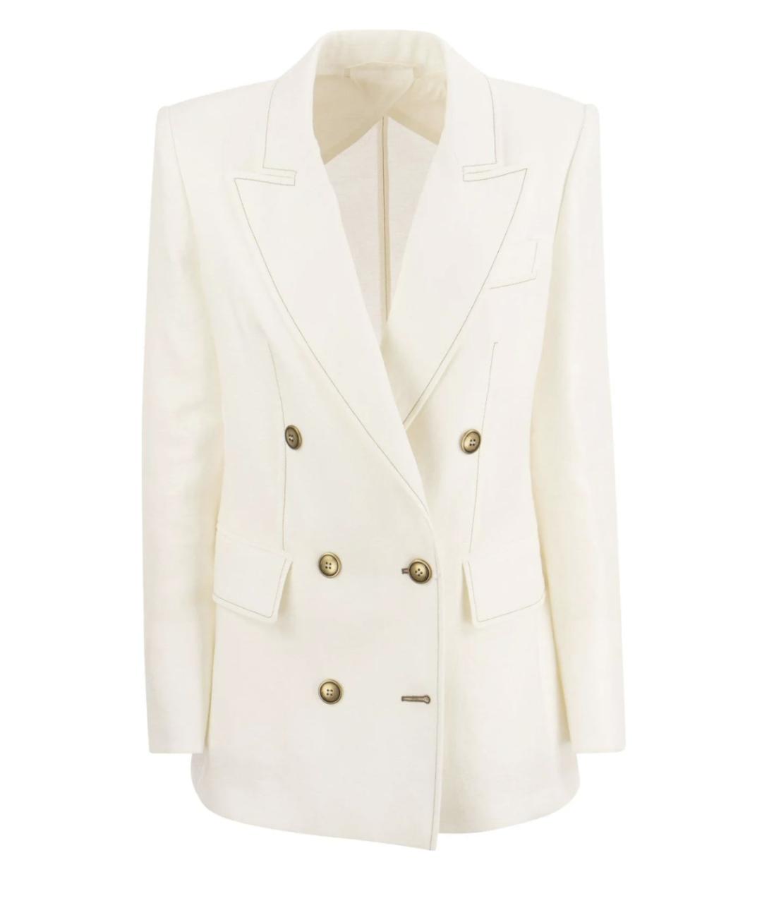 MAX MARA Белый льняной жакет/пиджак, фото 1