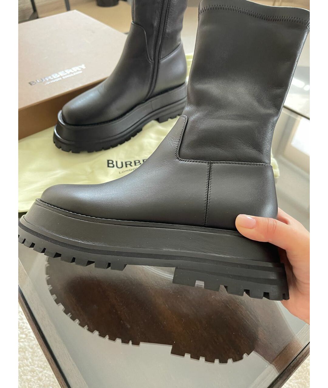 BURBERRY Черные кожаные ботинки, фото 2