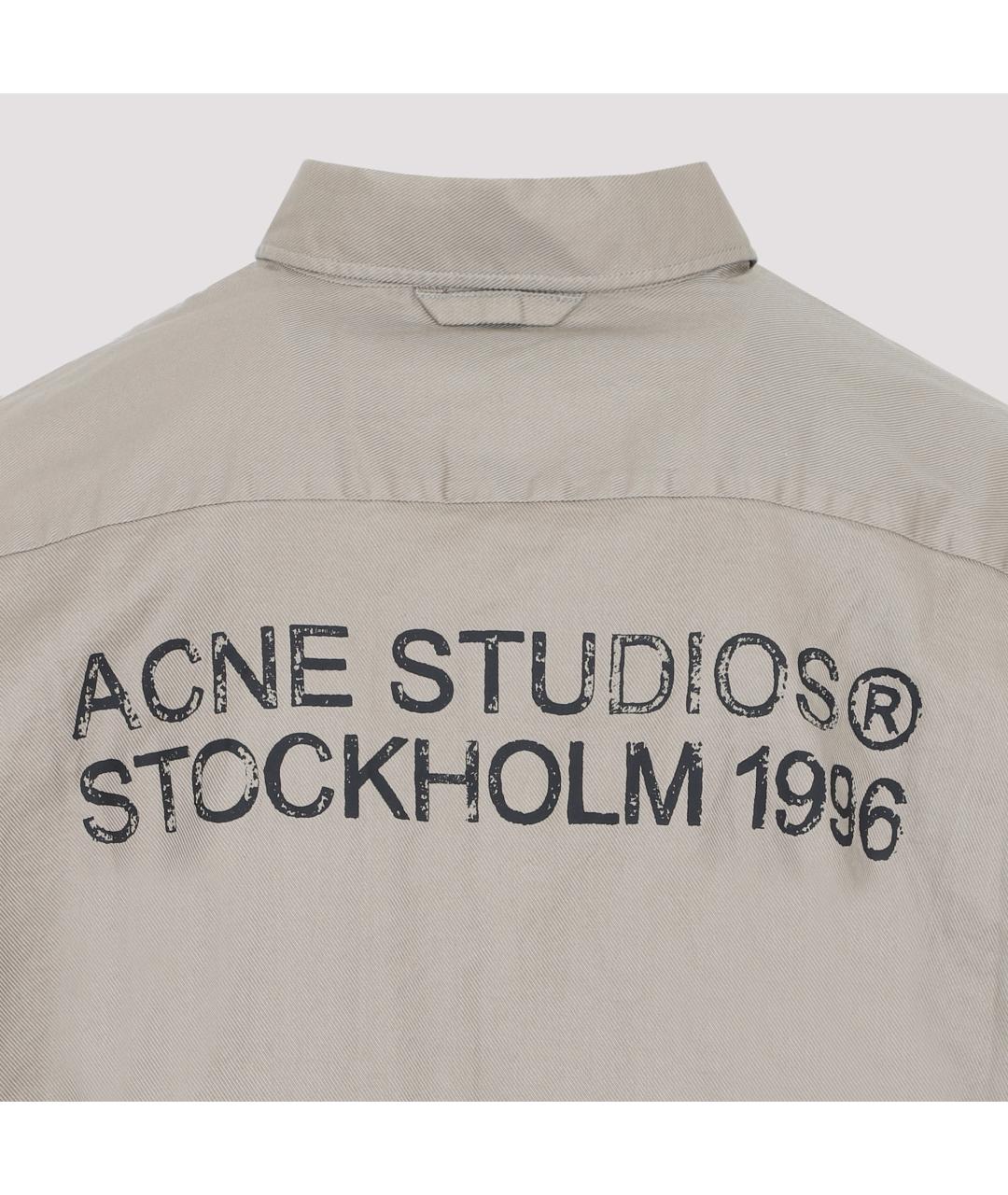 ACNE STUDIOS Бежевая хлопковая кэжуал рубашка, фото 5