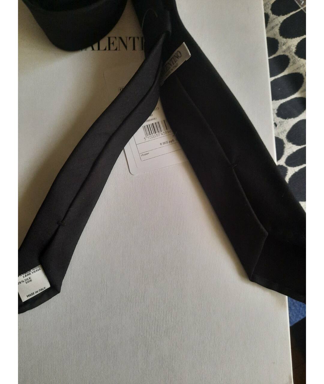 VALENTINO Черный шелковый галстук, фото 2