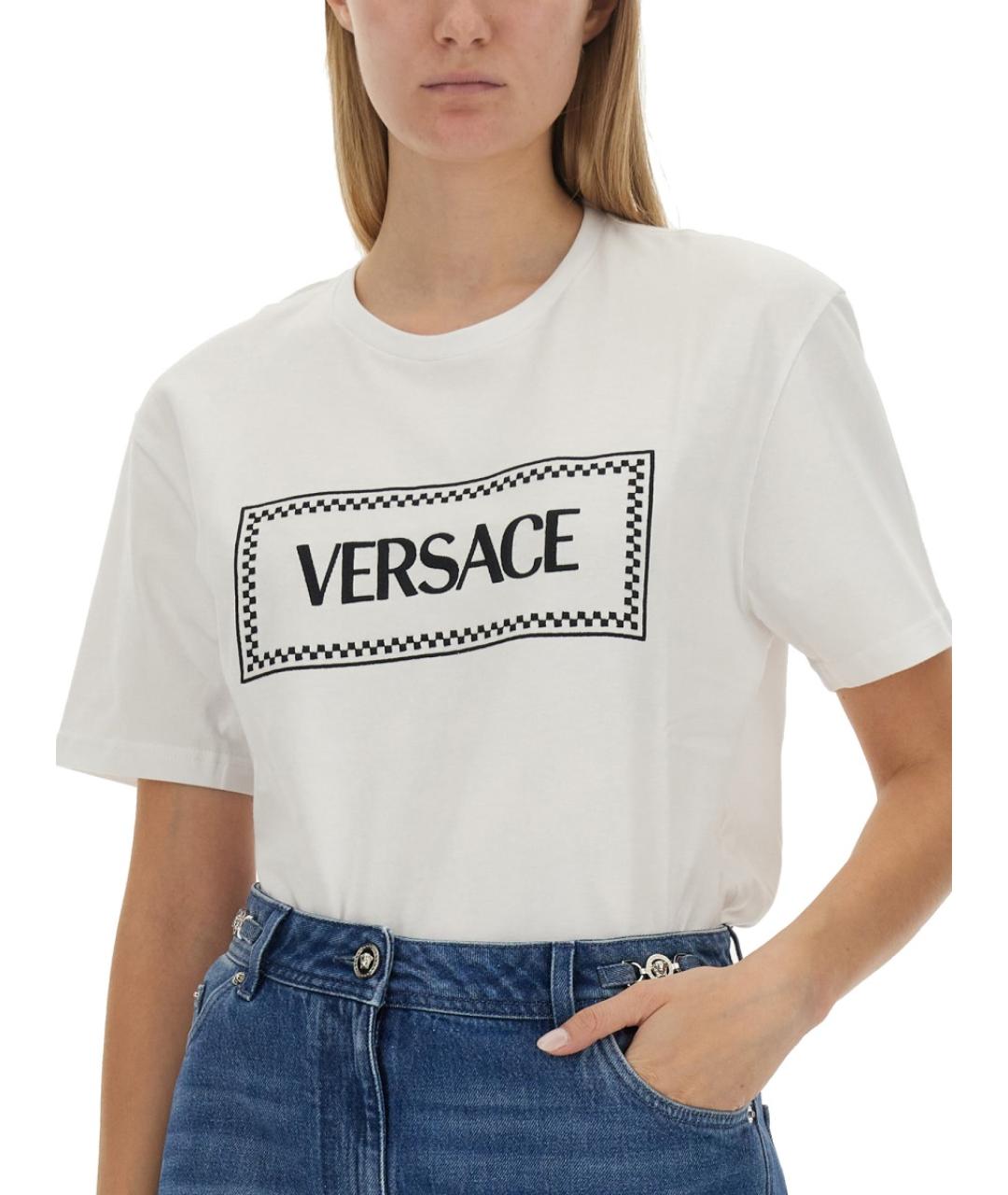 VERSACE Белая хлопковая футболка, фото 4