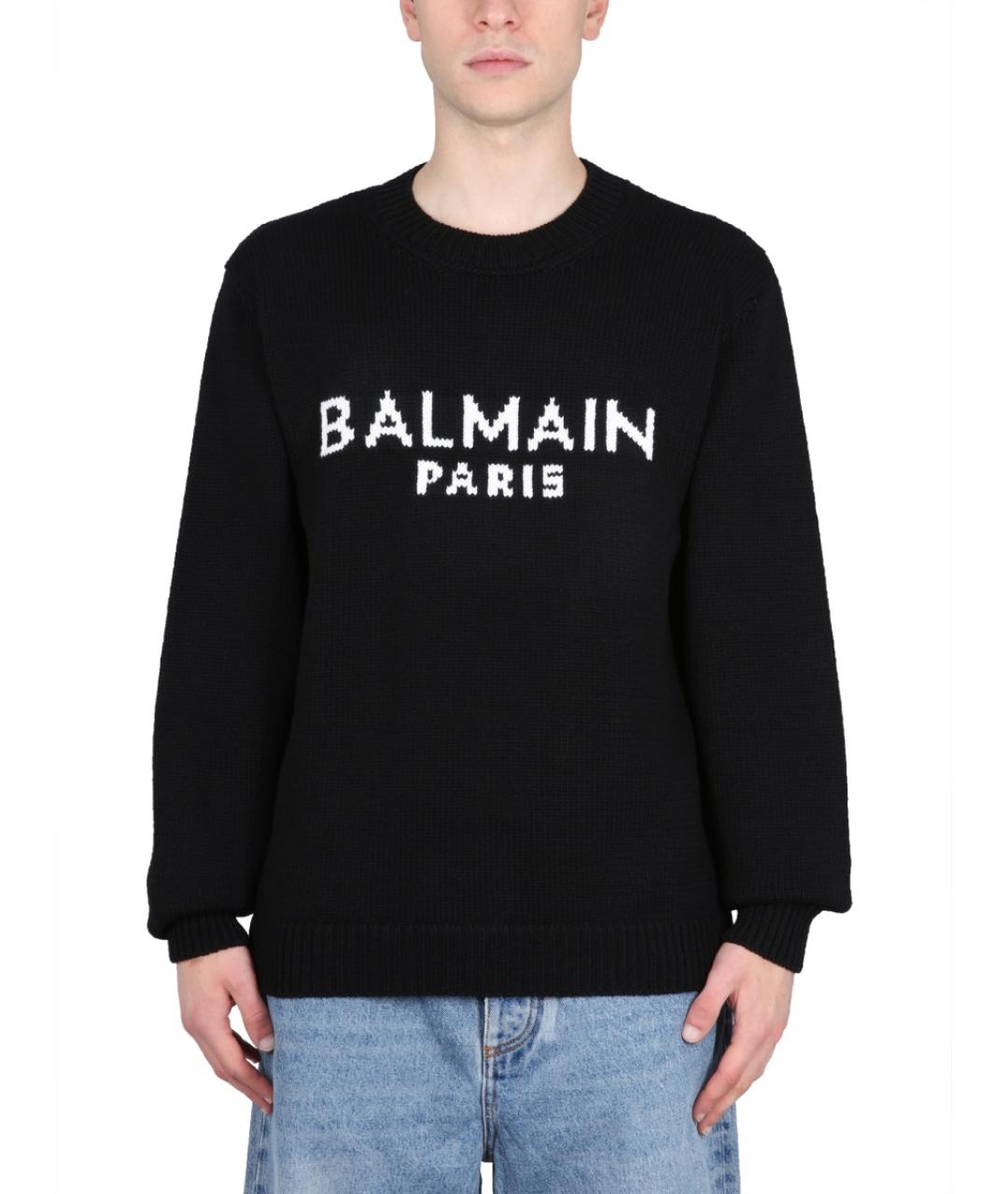 BALMAIN Черный шерстяной джемпер / свитер, фото 1