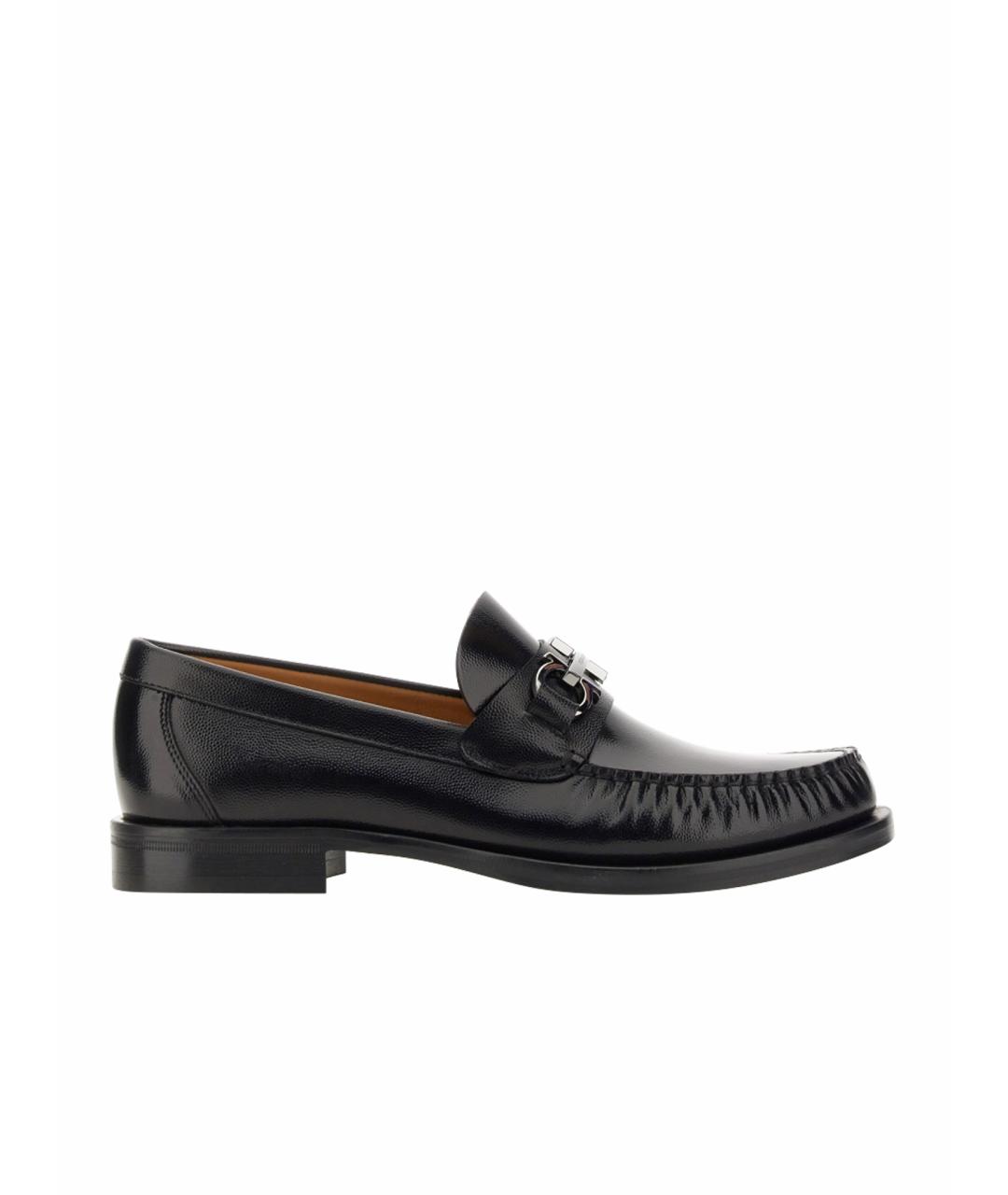FERRAGAMO Черные кожаные лоферы, фото 1