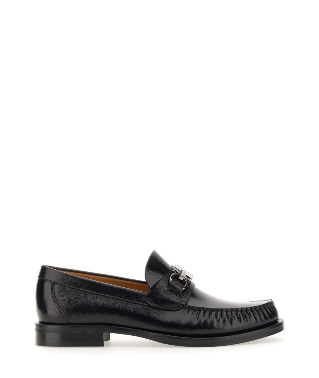 FERRAGAMO Черные кожаные лоферы, фото 6