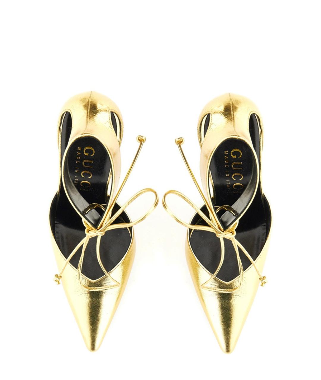 GUCCI Золотые кожаные туфли, фото 4