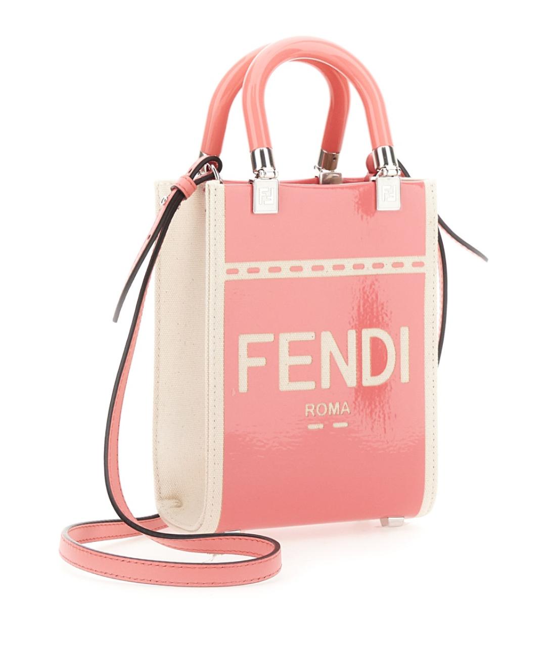 FENDI Розовая хлопковая сумка с короткими ручками, фото 3