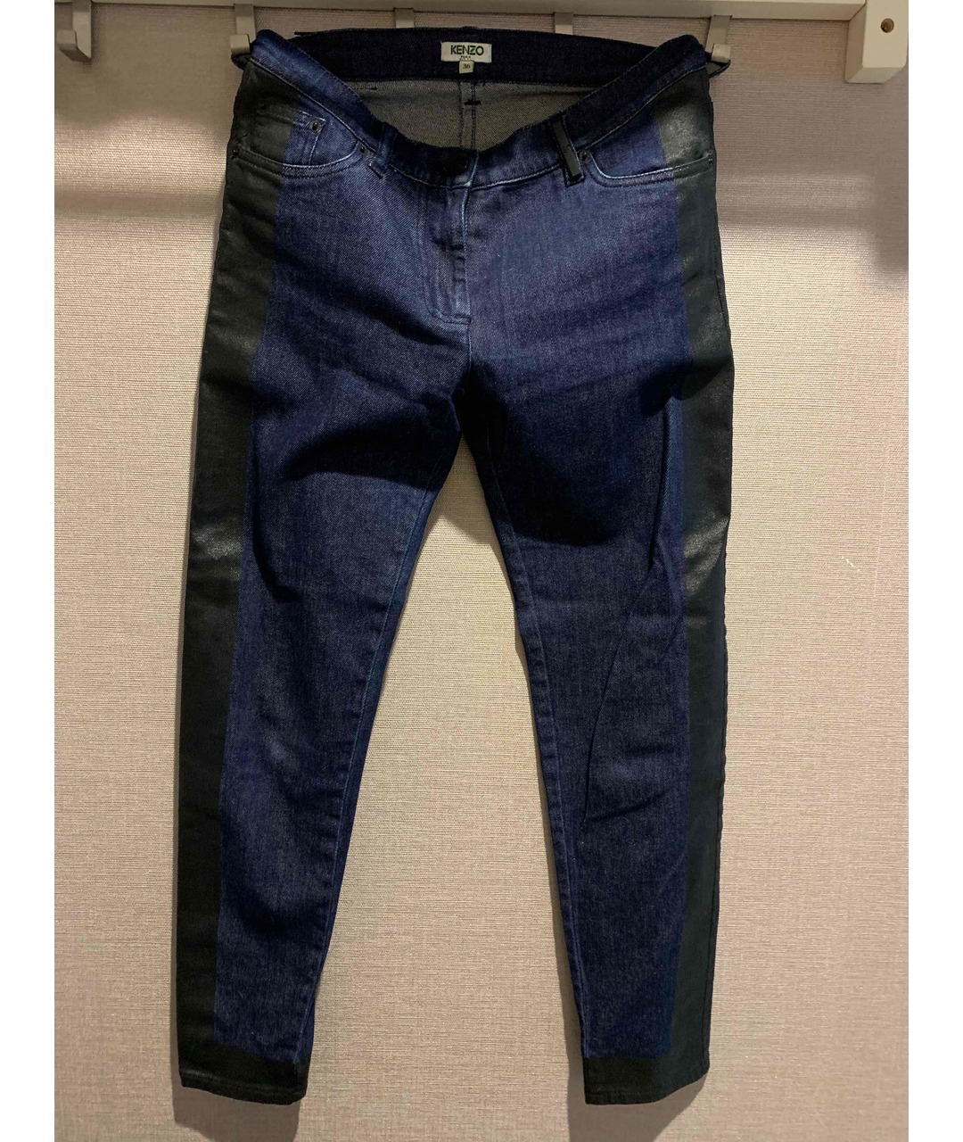 KENZO Темно-синие хлопко-эластановые джинсы слим, фото 5