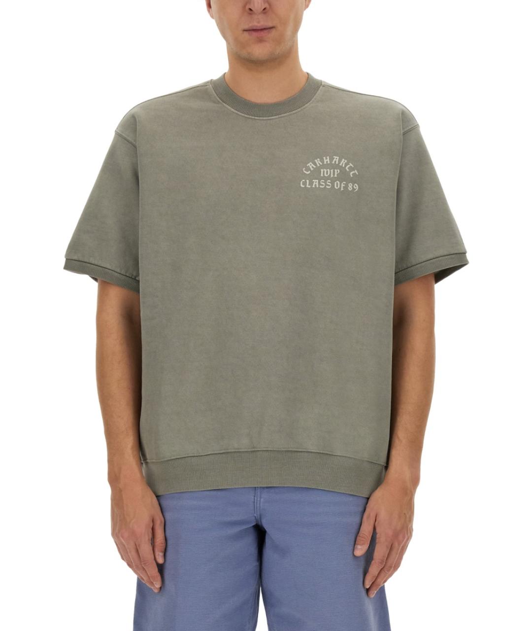 CARHARTT WIP Серая хлопковая футболка, фото 5