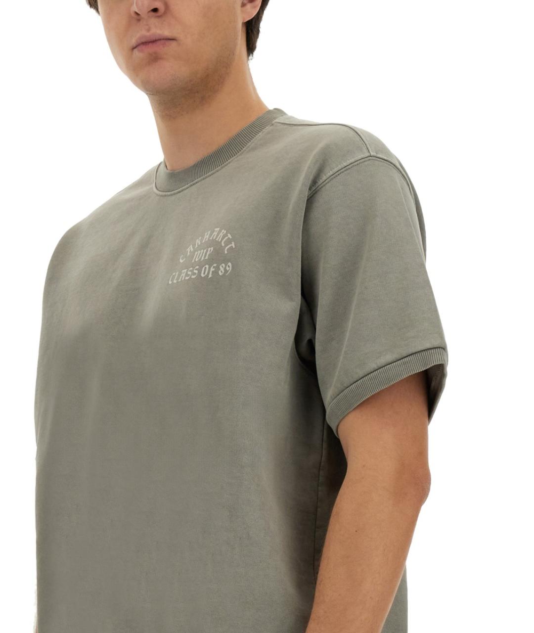 CARHARTT WIP Серая хлопковая футболка, фото 4