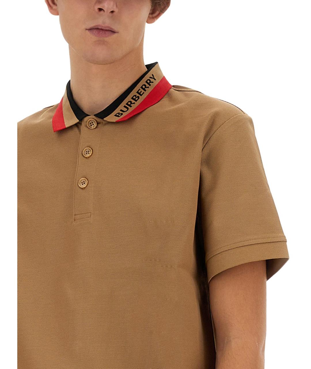 BURBERRY Коричневая хлопковая футболка, фото 4
