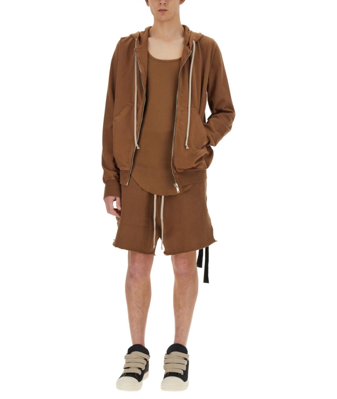 RICK OWENS DRKSHDW Коричневая хлопковая футболка, фото 2