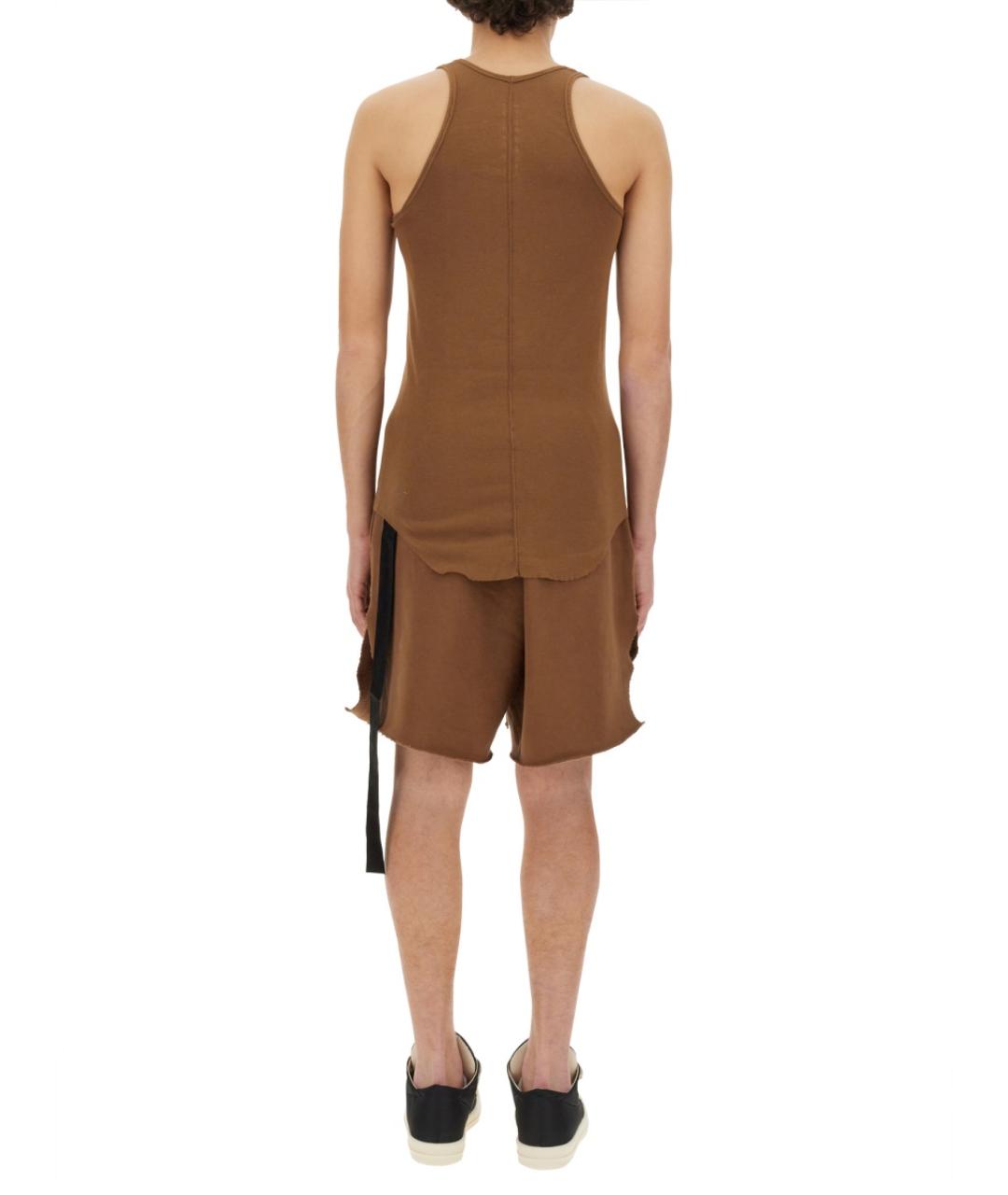 RICK OWENS DRKSHDW Коричневая хлопковая футболка, фото 3