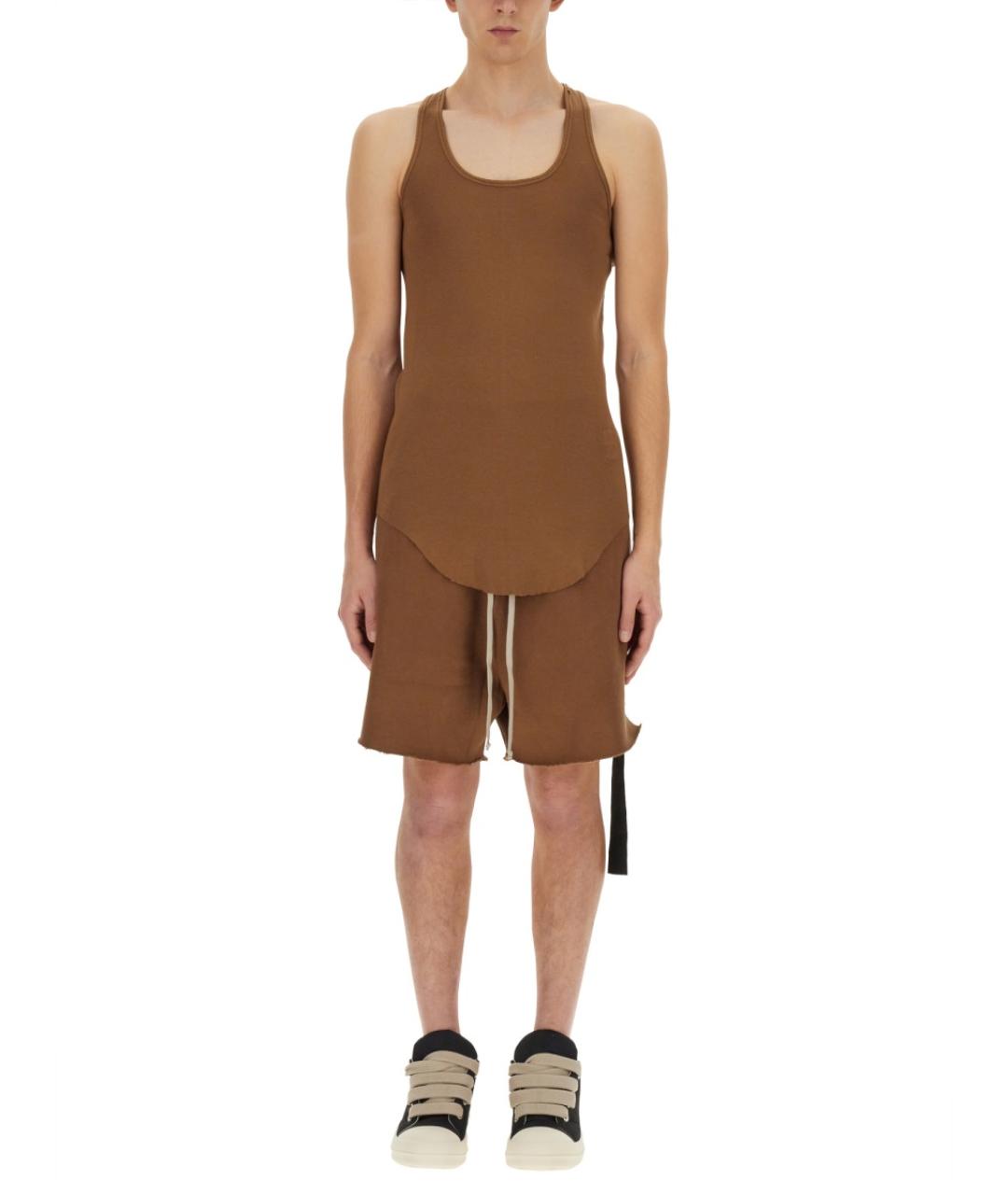 RICK OWENS DRKSHDW Коричневая хлопковая футболка, фото 1