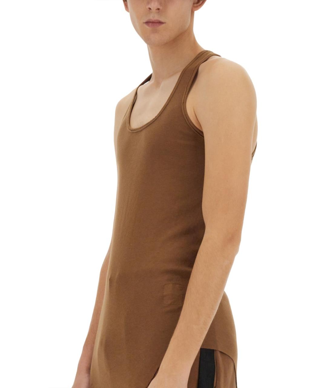 RICK OWENS DRKSHDW Коричневая хлопковая футболка, фото 4