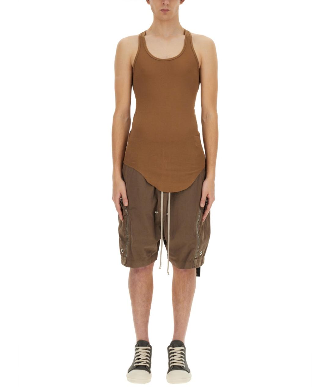 RICK OWENS DRKSHDW Коричневая хлопковая футболка, фото 1