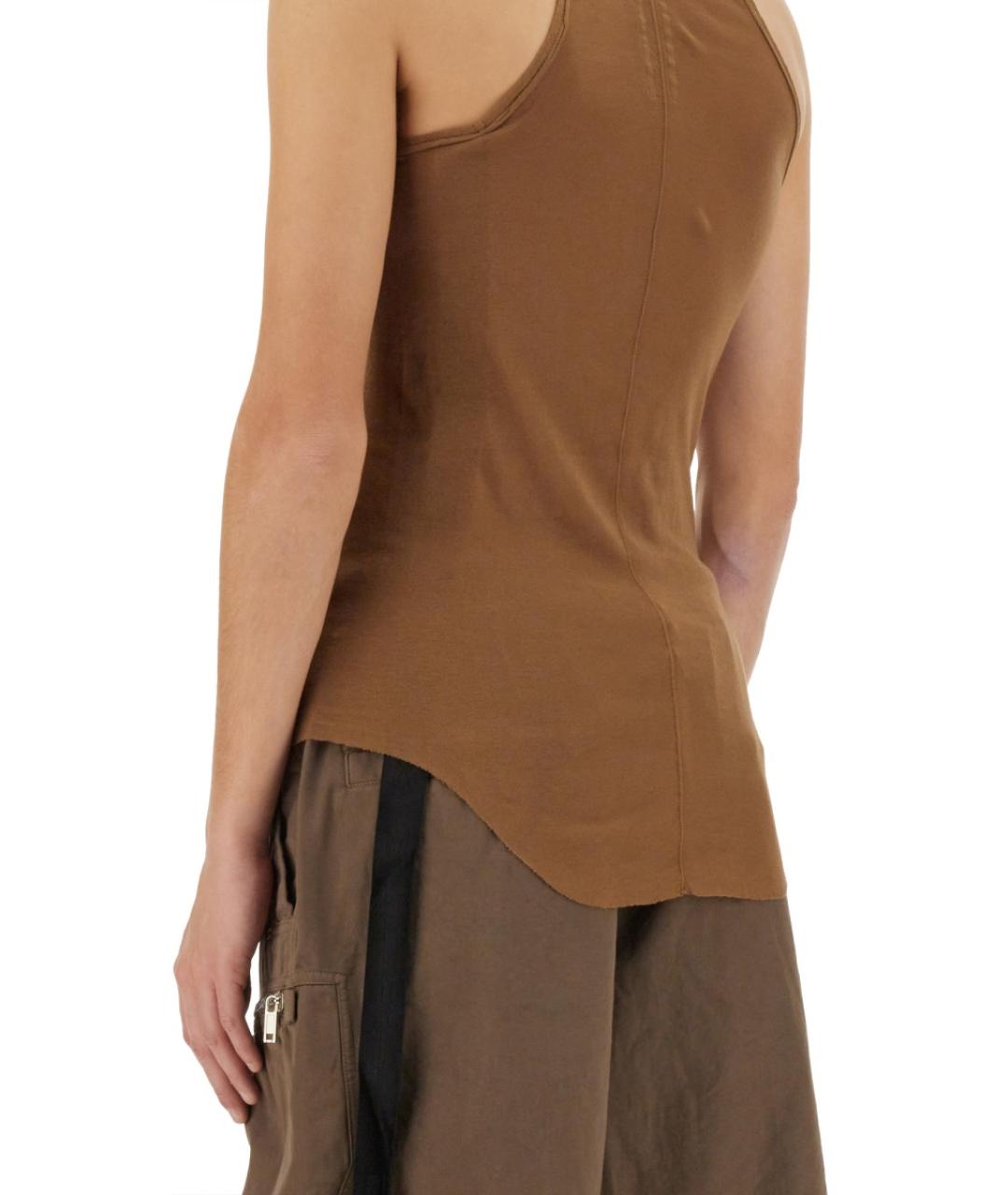 RICK OWENS DRKSHDW Коричневая хлопковая футболка, фото 4
