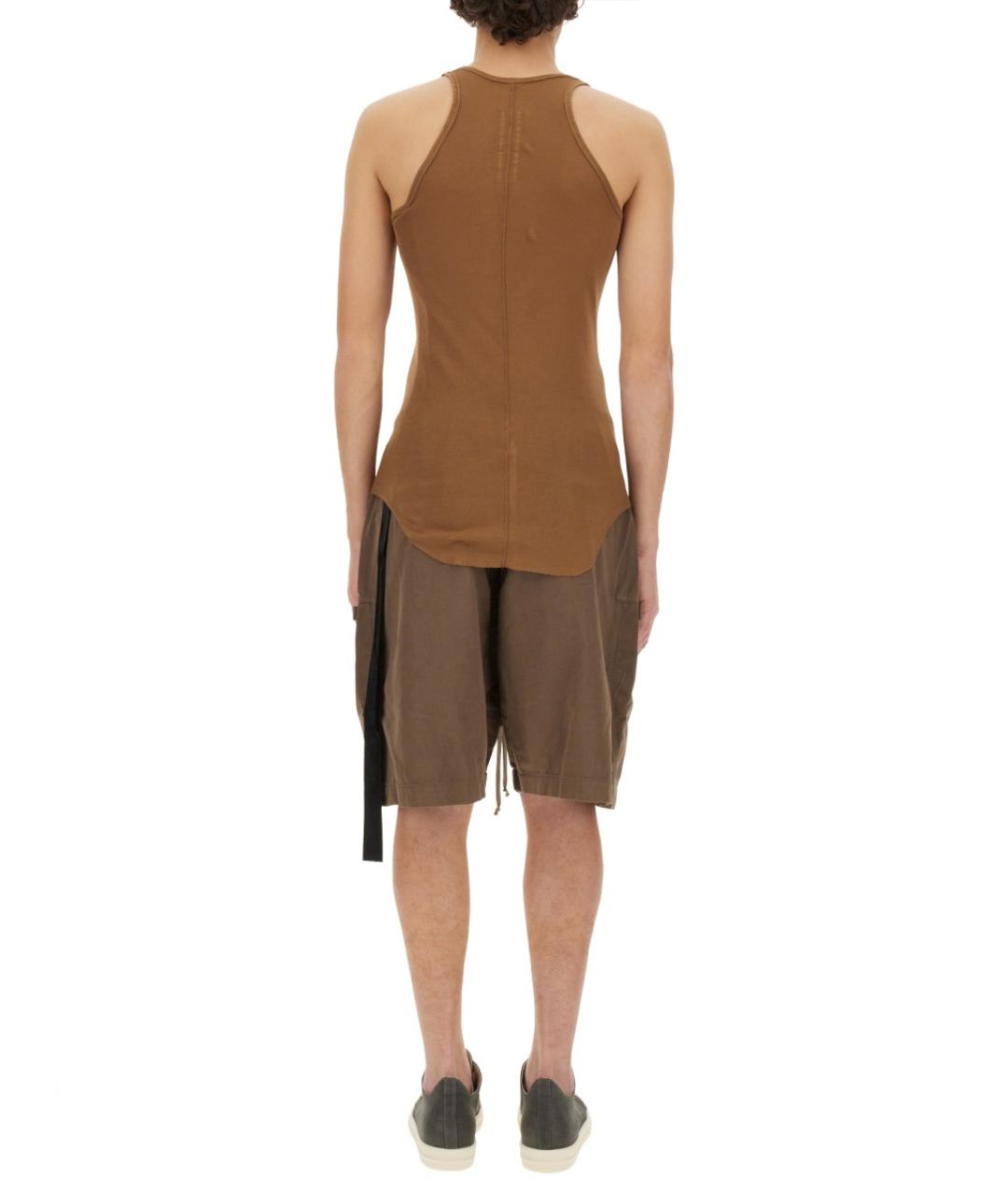 RICK OWENS DRKSHDW Коричневая хлопковая футболка, фото 3
